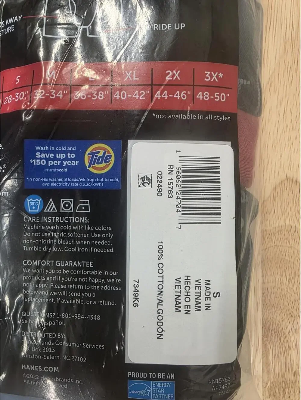 HANES MEN’S DYED ASSORTED BRIEFS 6‑PACK SIZE SMALL